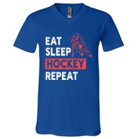 Eat Sleep Hockey Repeat Ice Hockey Lovers Joke Gift Meaningful Gift V-Neck T-Shirt