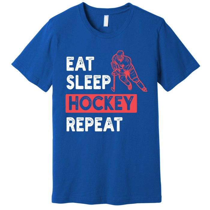 Eat Sleep Hockey Repeat Ice Hockey Lovers Joke Gift Meaningful Gift Premium T-Shirt