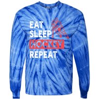 Eat Sleep Hockey Repeat Ice Hockey Lovers Joke Gift Meaningful Gift Tie-Dye Long Sleeve Shirt