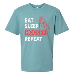 Eat Sleep Hockey Repeat Ice Hockey Lovers Joke Gift Meaningful Gift Sueded Cloud Jersey T-Shirt