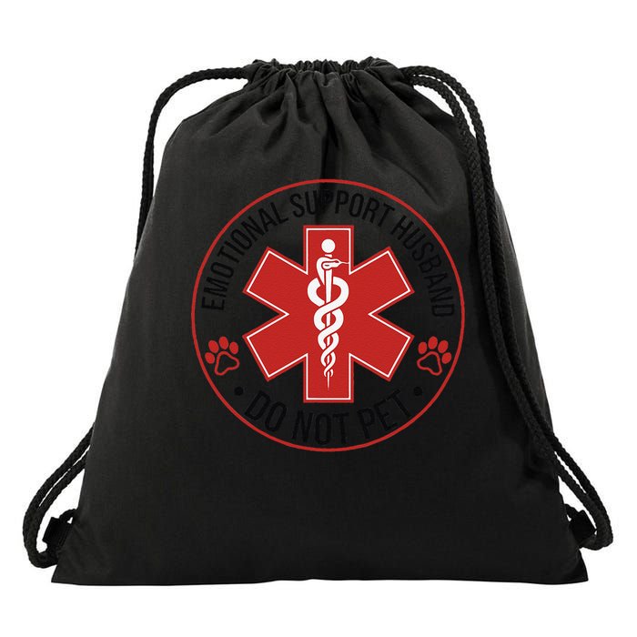 Emotional Support Husband Do Not Pet Drawstring Bag