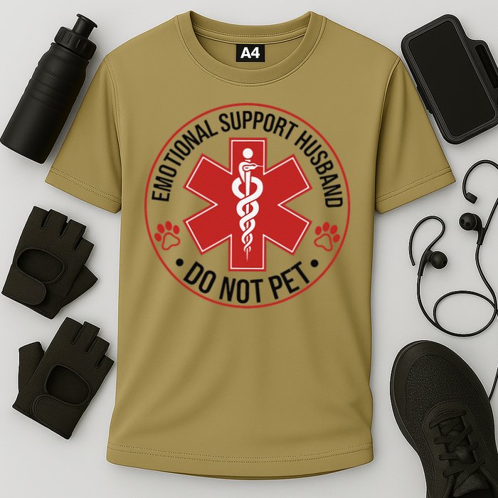 Emotional Support Husband Do Not Pet Cooling Performance Crew T-Shirt