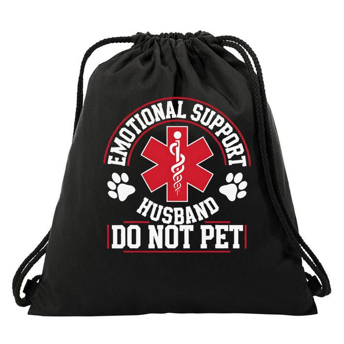 Emotional Support Husband Do Not Pet Drawstring Bag