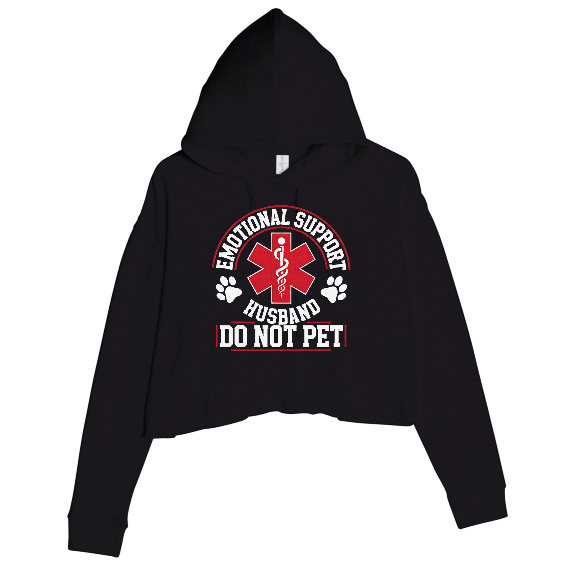 Emotional Support Husband Do Not Pet Crop Fleece Hoodie