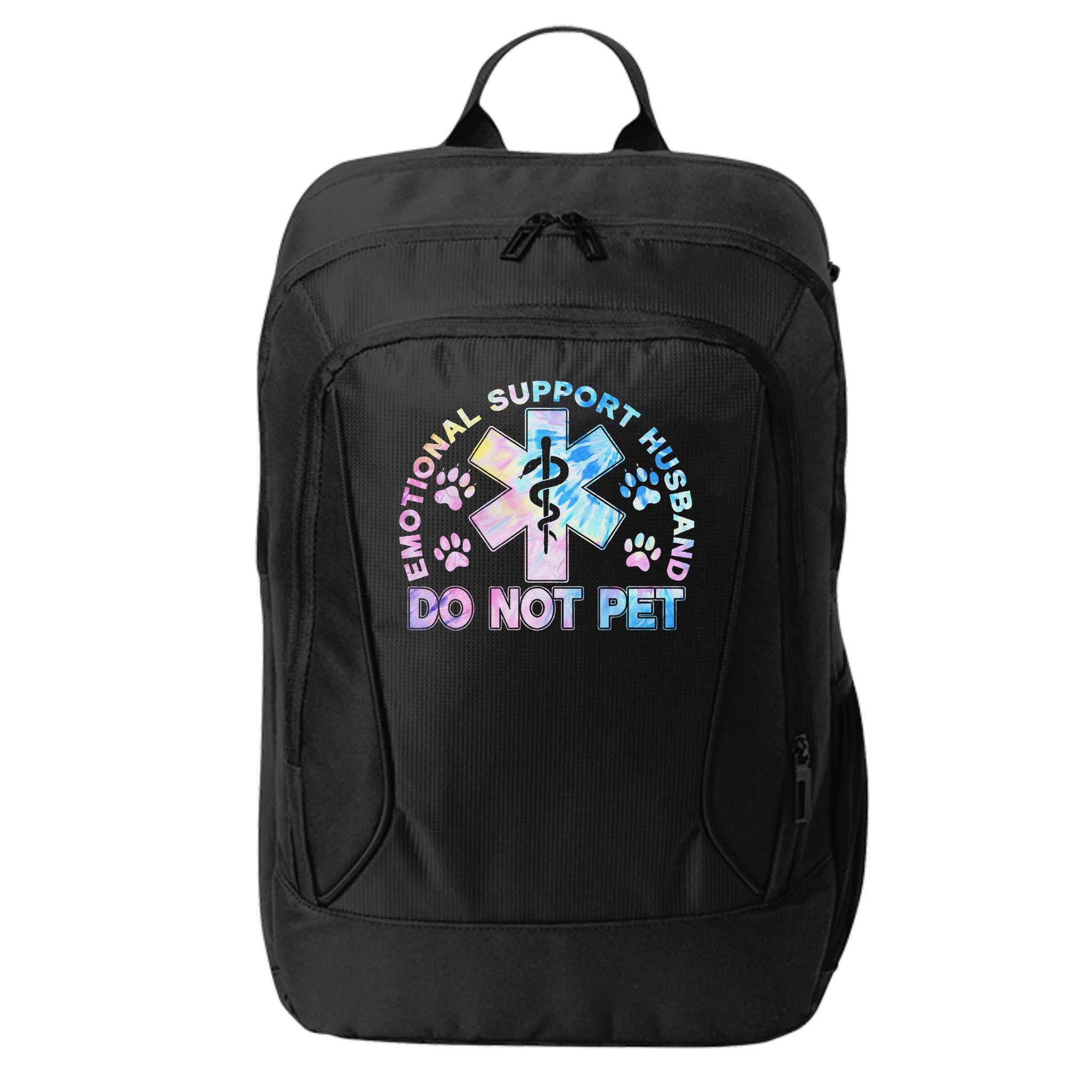 Emotional Support Husband Do Not Pet Tie Dye City Backpack