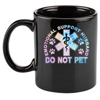 Emotional Support Husband Do Not Pet Tie Dye 11oz C Handle Ceramic Mug