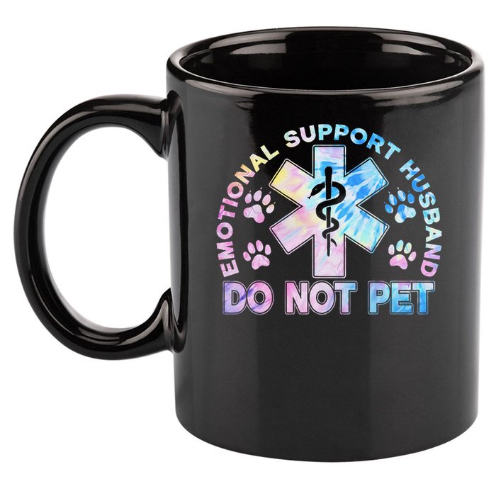 Emotional Support Husband Do Not Pet Tie Dye 11oz C Handle Ceramic Mug