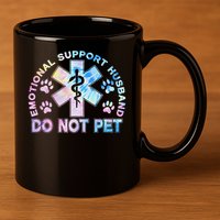 Emotional Support Husband Do Not Pet Tie Dye 11oz C Handle Ceramic Mug