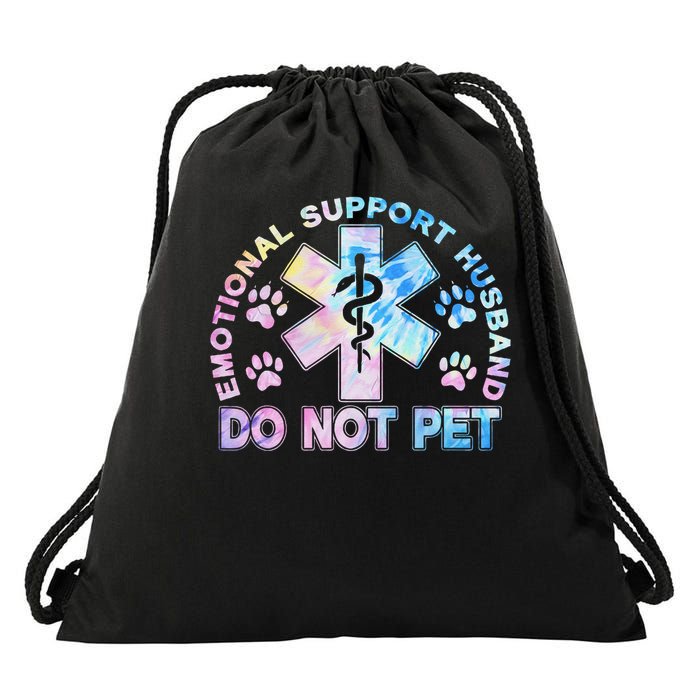 Emotional Support Husband Do Not Pet Tie Dye Drawstring Bag