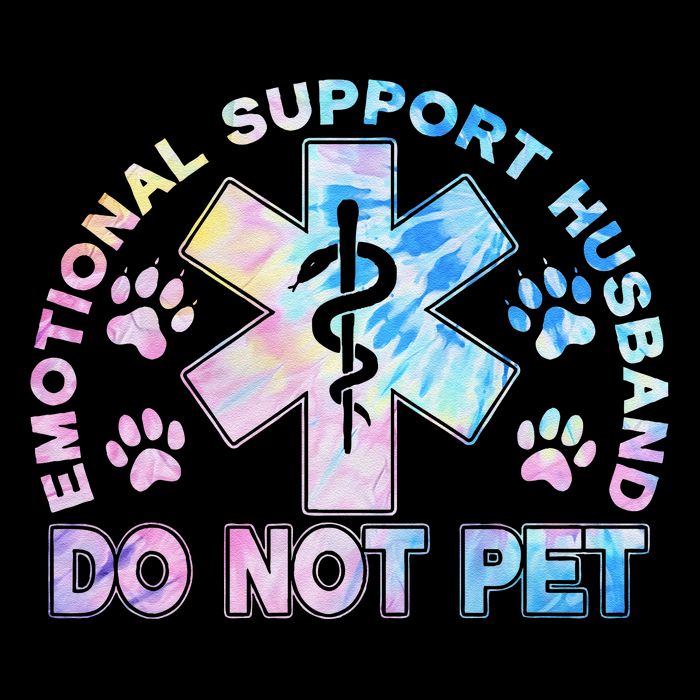 Emotional Support Husband Do Not Pet Tie Dye Drawstring Bag