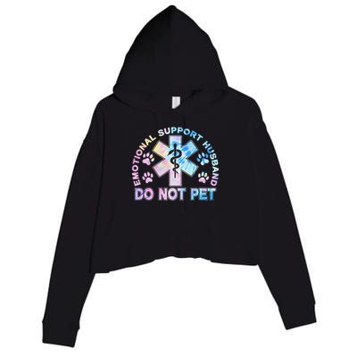 Emotional Support Husband Do Not Pet Tie Dye Crop Fleece Hoodie