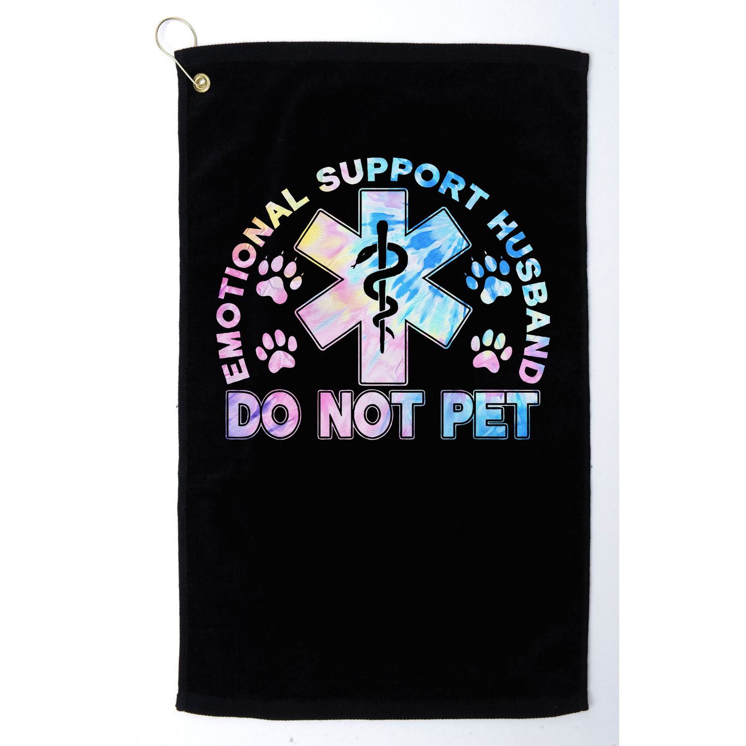 Emotional Support Husband Do Not Pet Tie Dye Golf Towel