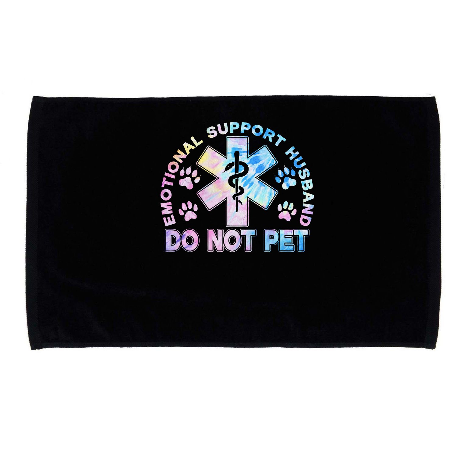 Emotional Support Husband Do Not Pet Tie Dye Microfiber Hand Towel
