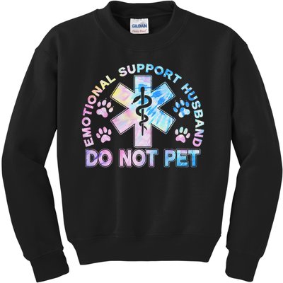 Emotional Support Husband Do Not Pet Tie Dye Kids Sweatshirt