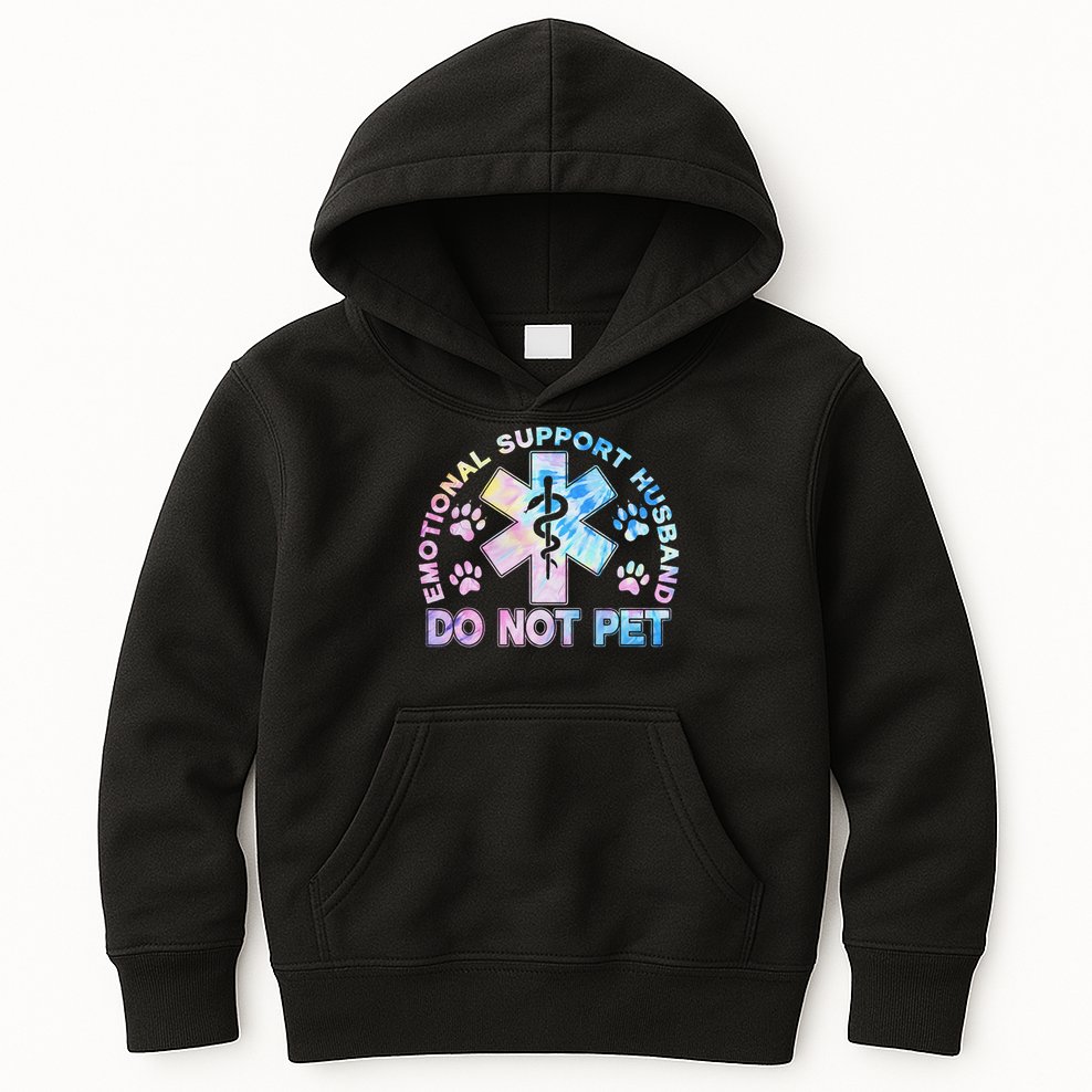 Emotional Support Husband Do Not Pet Tie Dye Kids Hoodie