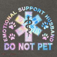 Emotional Support Husband Do Not Pet Tie Dye Cotton Canvas Backpack