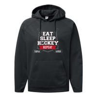 Eat Sleep Hockey Repeat Ice Hockey Player Gift Performance Fleece Hoodie