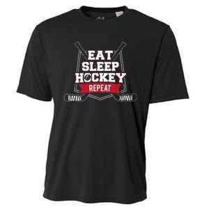 Eat Sleep Hockey Repeat Ice Hockey Player Gift Cooling Performance Crew T-Shirt