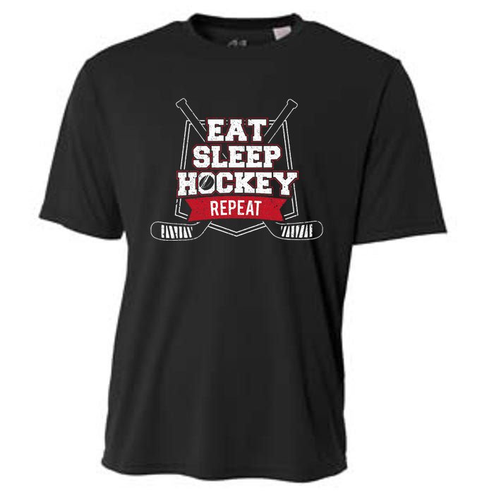 Eat Sleep Hockey Repeat Ice Hockey Player Gift Cooling Performance Crew T-Shirt