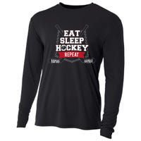 Eat Sleep Hockey Repeat Ice Hockey Player Gift Cooling Performance Long Sleeve Crew