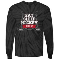 Eat Sleep Hockey Repeat Ice Hockey Player Gift Tie-Dye Long Sleeve Shirt