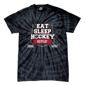 Eat Sleep Hockey Repeat Ice Hockey Player Gift Tie-Dye T-Shirt