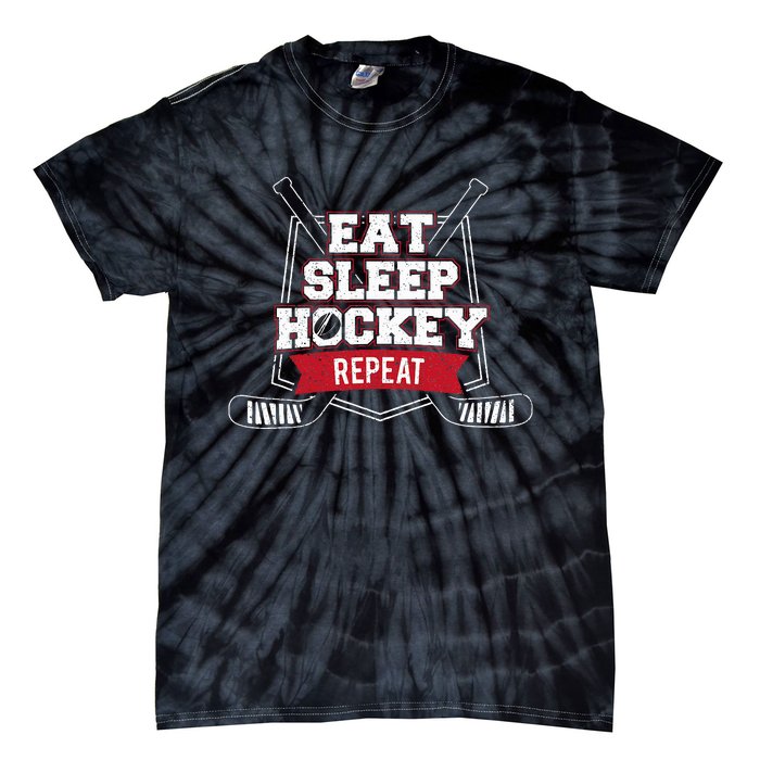 Eat Sleep Hockey Repeat Ice Hockey Player Gift Tie-Dye T-Shirt