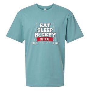 Eat Sleep Hockey Repeat Ice Hockey Player Gift Sueded Cloud Jersey T-Shirt