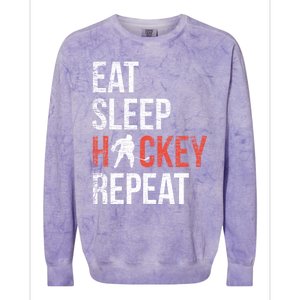 Eat Sleep Hockey Repeat Ice Hockey Gift Colorblast Crewneck Sweatshirt