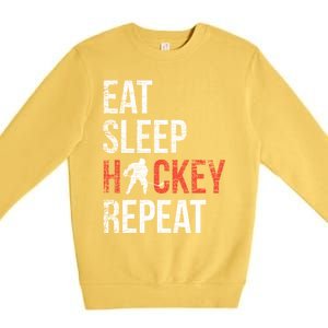 Eat Sleep Hockey Repeat Ice Hockey Gift Premium Crewneck Sweatshirt