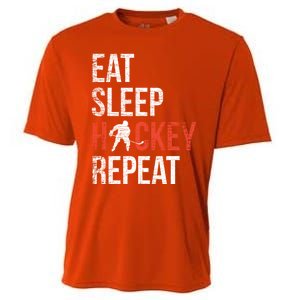 Eat Sleep Hockey Repeat Ice Hockey Gift Cooling Performance Crew T-Shirt