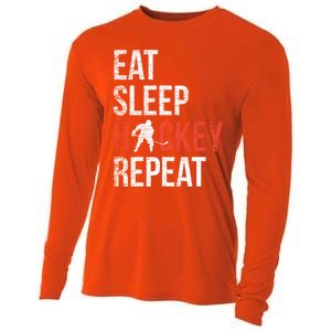 Eat Sleep Hockey Repeat Ice Hockey Gift Cooling Performance Long Sleeve Crew