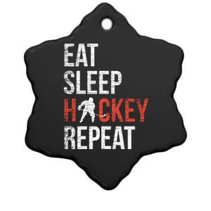 Eat Sleep Hockey Repeat Ice Hockey Gift Ceramic Star Ornament