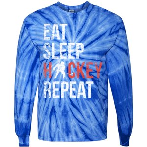 Eat Sleep Hockey Repeat Ice Hockey Gift Tie-Dye Long Sleeve Shirt