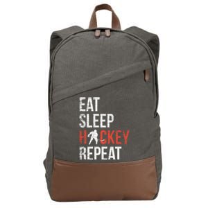 Eat Sleep Hockey Repeat Ice Hockey Gift Cotton Canvas Backpack