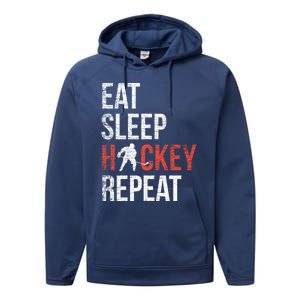 Eat Sleep Hockey Repeat Ice Hockey Gift Performance Fleece Hoodie