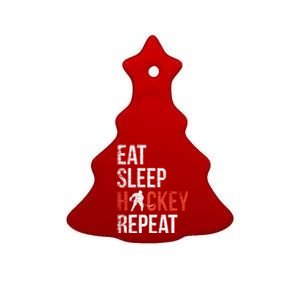 Eat Sleep Hockey Repeat Ice Hockey Gift Ceramic Tree Ornament