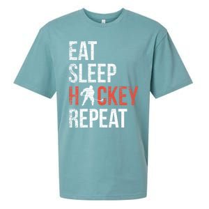 Eat Sleep Hockey Repeat Ice Hockey Gift Sueded Cloud Jersey T-Shirt