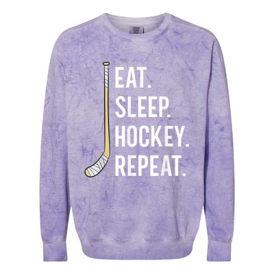 Eat Sleep Hockey Repeat Funny Ice Hockey Colorblast Crewneck Sweatshirt