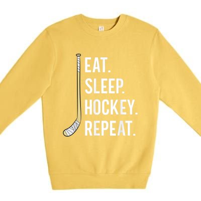 Eat Sleep Hockey Repeat Funny Ice Hockey Premium Crewneck Sweatshirt