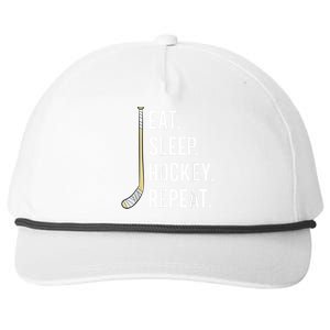 Eat Sleep Hockey Repeat Funny Ice Hockey Snapback Five-Panel Rope Hat