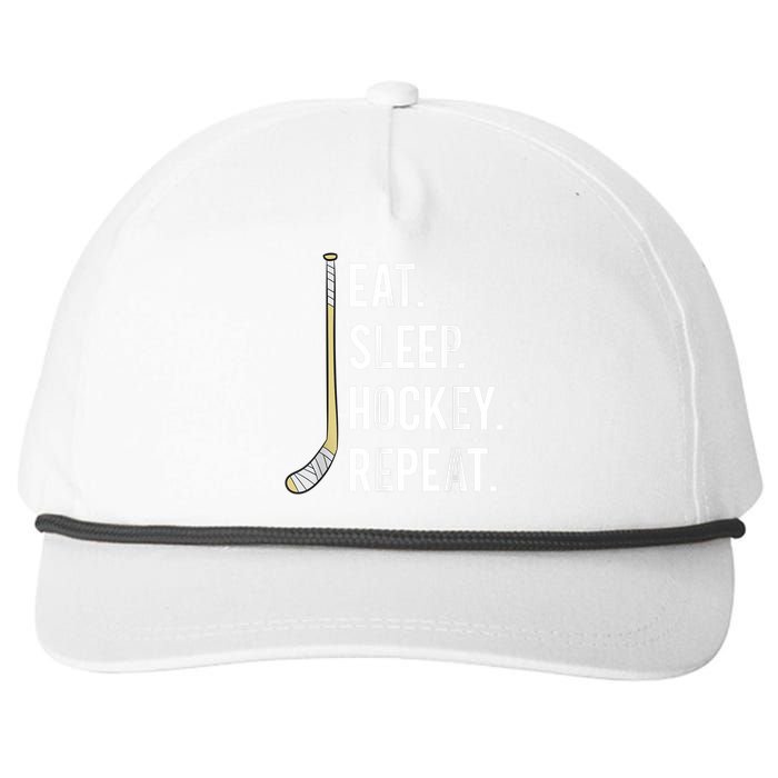 Eat Sleep Hockey Repeat Funny Ice Hockey Snapback Five-Panel Rope Hat