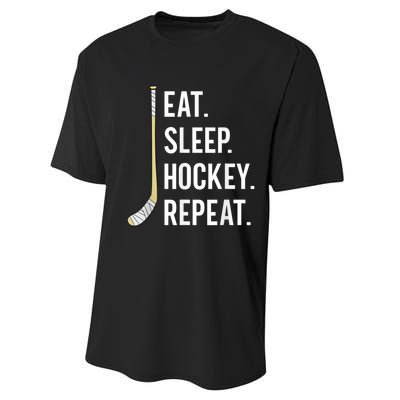 Eat Sleep Hockey Repeat Funny Ice Hockey Performance Sprint T-Shirt