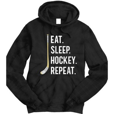 Eat Sleep Hockey Repeat Funny Ice Hockey Tie Dye Hoodie