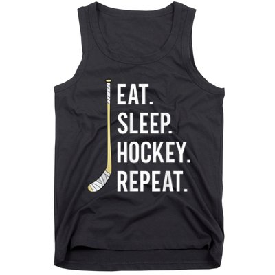 Eat Sleep Hockey Repeat Funny Ice Hockey Tank Top