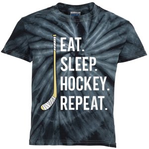 Eat Sleep Hockey Repeat Funny Ice Hockey Kids Tie-Dye T-Shirt