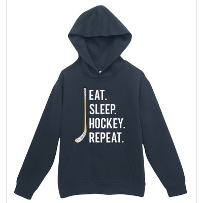 Eat Sleep Hockey Repeat Funny Ice Hockey Urban Pullover Hoodie