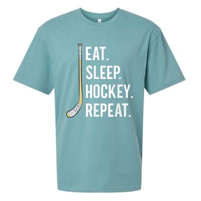 Eat Sleep Hockey Repeat Funny Ice Hockey Sueded Cloud Jersey T-Shirt