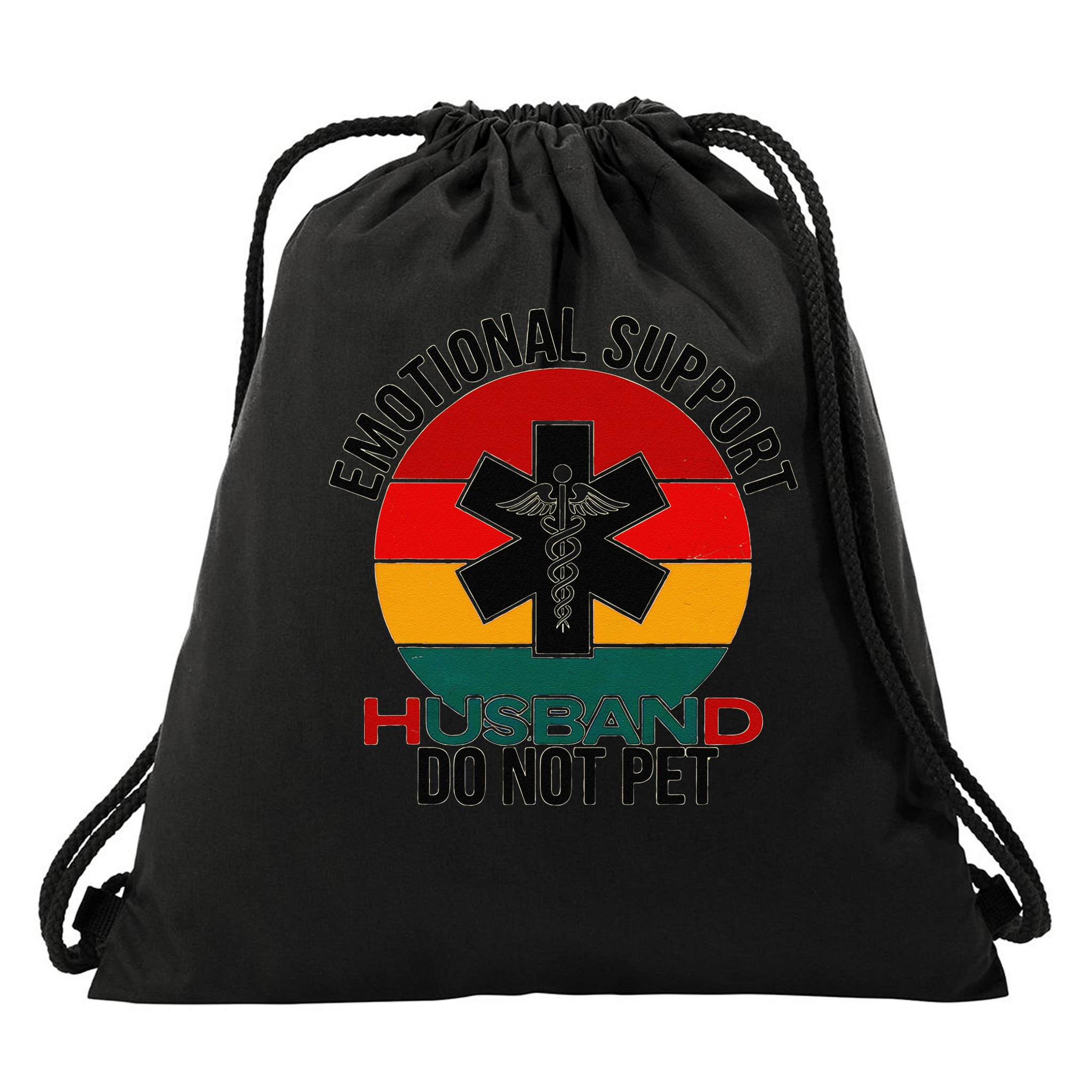 Emotional Support Husband Do Not Pet Funny women Drawstring Bag