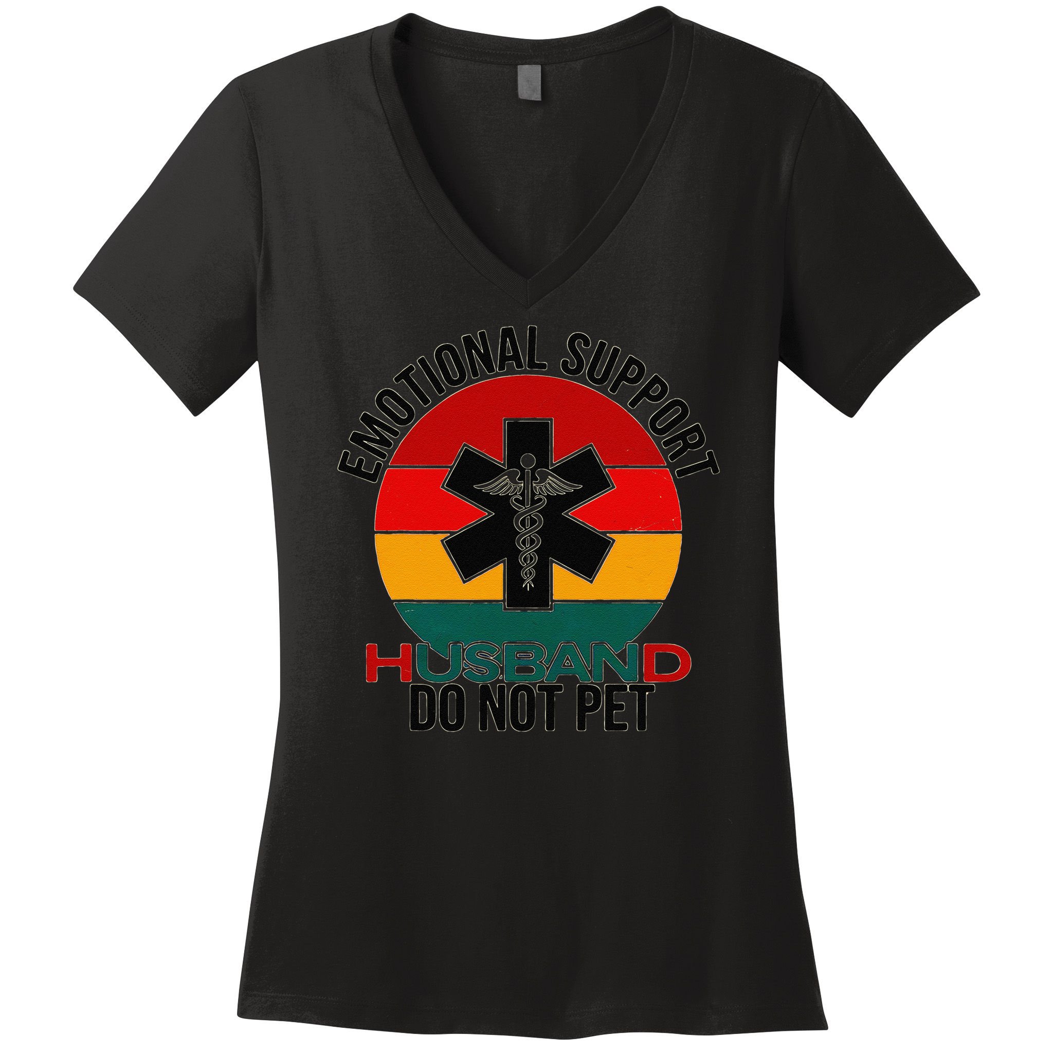 Emotional Support Husband Do Not Pet Funny women Women's V-Neck T-Shirt